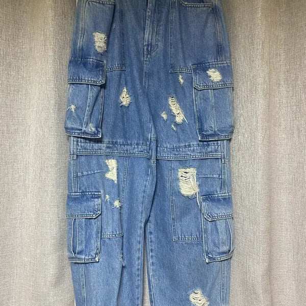 [BUNJANG] Juun.J 23SS Damage Washed Cargo Denim Pants Size 46 / [46] 23ss 준지 데미지 워싱 카고 데님 팬츠
