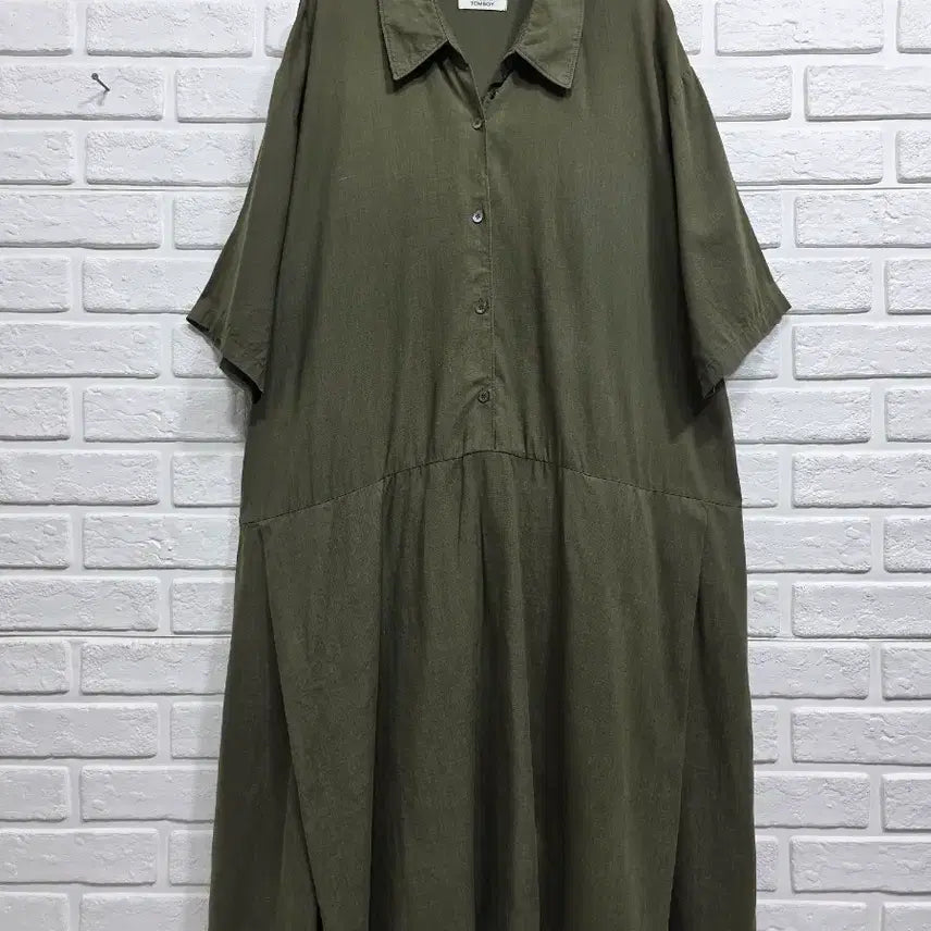 [BUNJANG] Studio Tomboy Linen Rayon Blend Dress Khaki / 스튜디오 톰보이 린넨 레이온 혼방 원피스 66ㅡ88