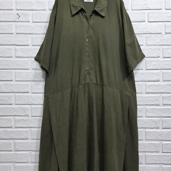 [BUNJANG] Studio Tomboy Linen Rayon Blend Dress Khaki / 스튜디오 톰보이 린넨 레이온 혼방 원피스 66ㅡ88