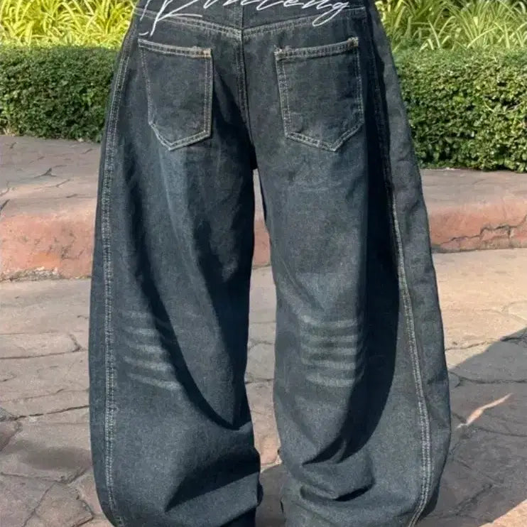 [BUNJANG] KIMISS Back Lettering Denim Pants / 에이블리 키미스 백레터링 데님팬츠