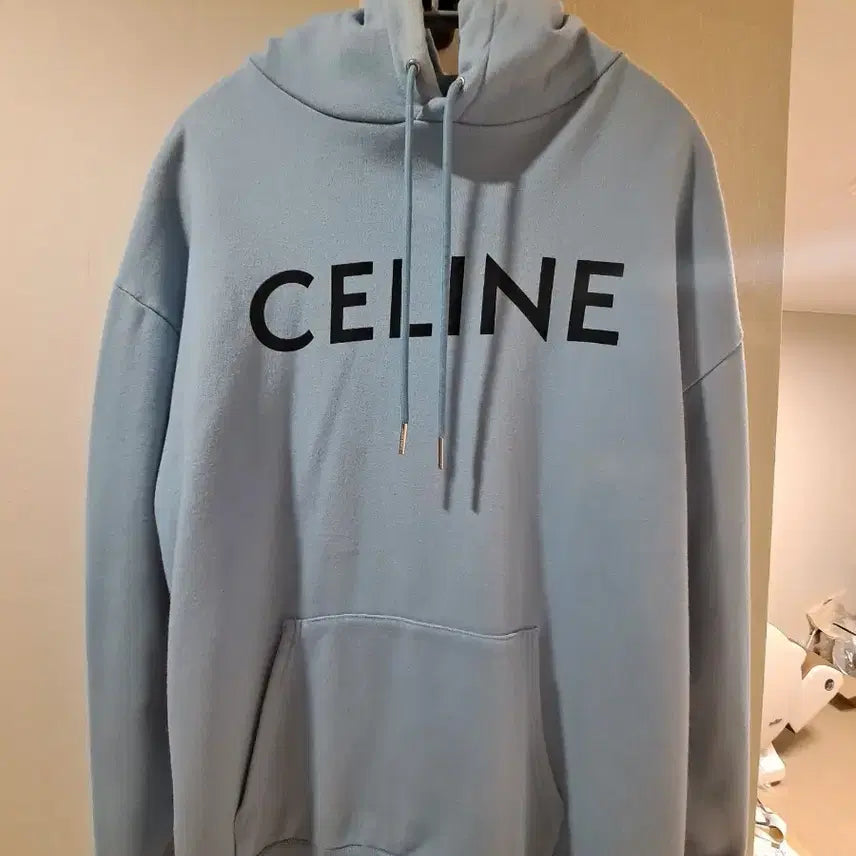 [BUNJANG] Celine Organic Cotton Hoodie Light Blue L / 더현대판 셀린느 오가닉 코튼 후드티  L