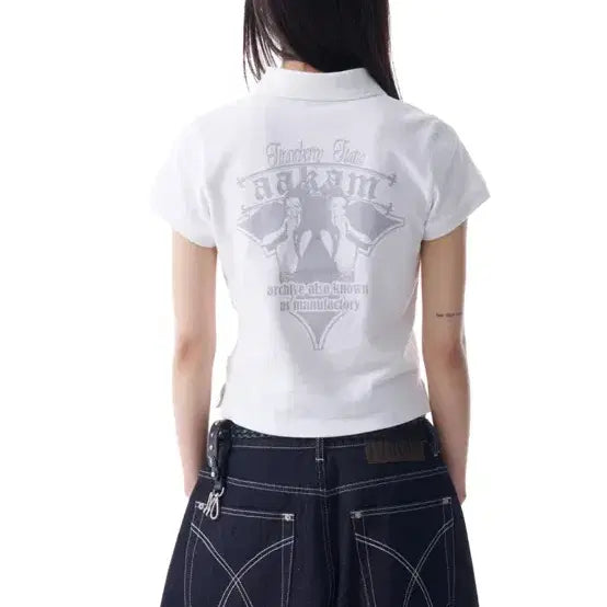 [BUNJANG] Aakam Crack Printed PK T-Shirt (White) / 아캄Aakam Crack Printed PK T-Shirts (White) 1사이즈