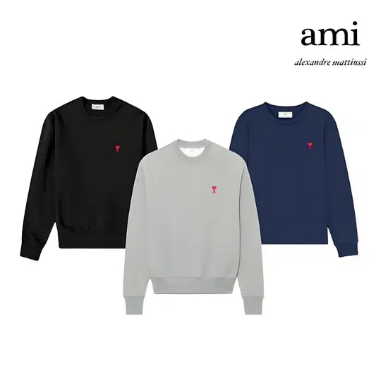 [BUNJANG] Ami Paris Small Heart Logo Sweatshirt / 정품/새상품) 아미 스몰하트 로고 맨투맨 남녀공용 (블랙/그레이/네이비)