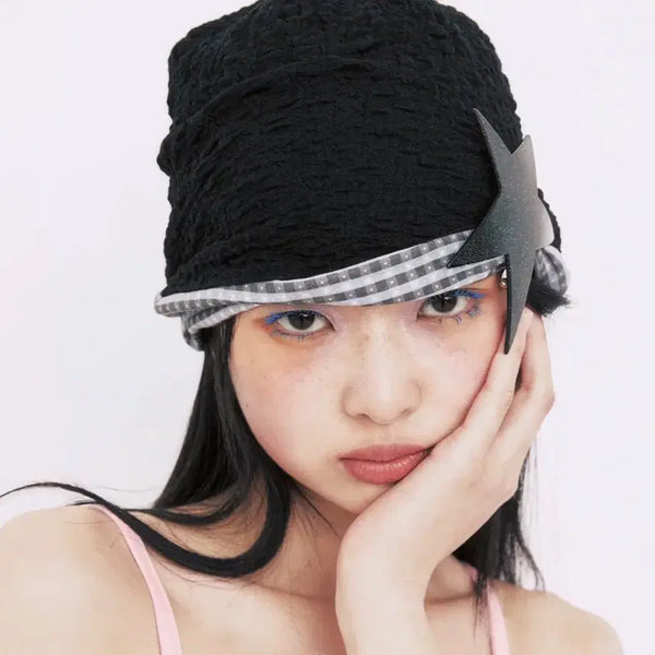 [BUNJANG] CHECK STAR PATTERN BENNIE Reversible Beanie / 유희 비니 CHECK STAR PATTERN BENNIE 리버시블