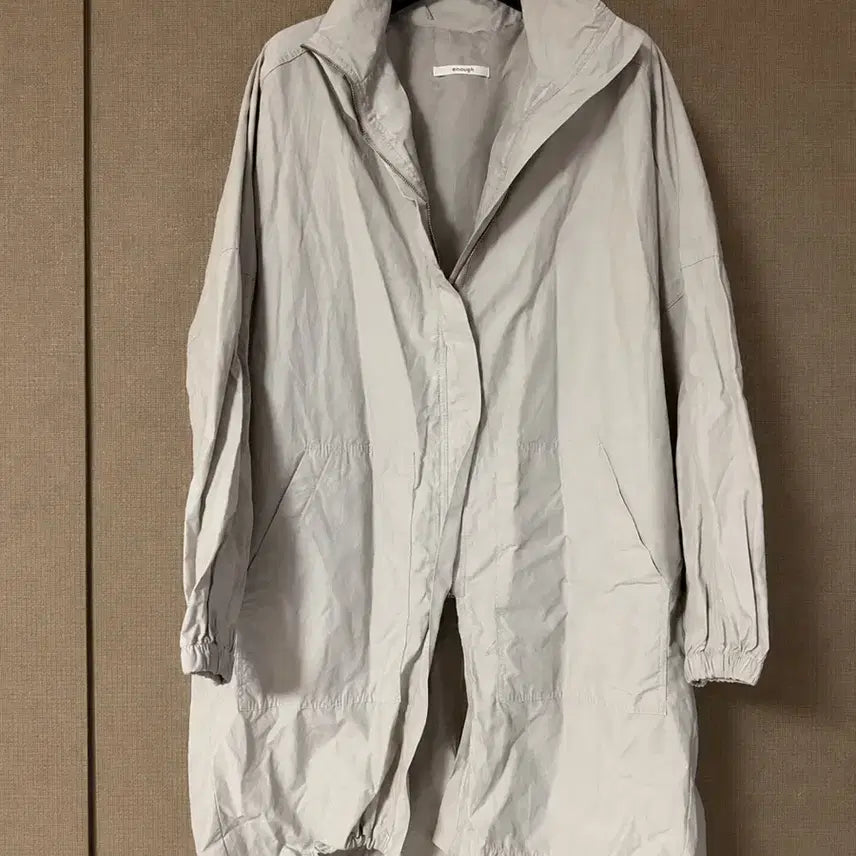 [BUNJANG] High-Quality Lightweight Batwing Fit Long Windbreaker Jacket (Light Gray) / 국산고퀄 가오리핏 경량 롱 바람막이 연그레이 하이넥 나일론 야상 자켓