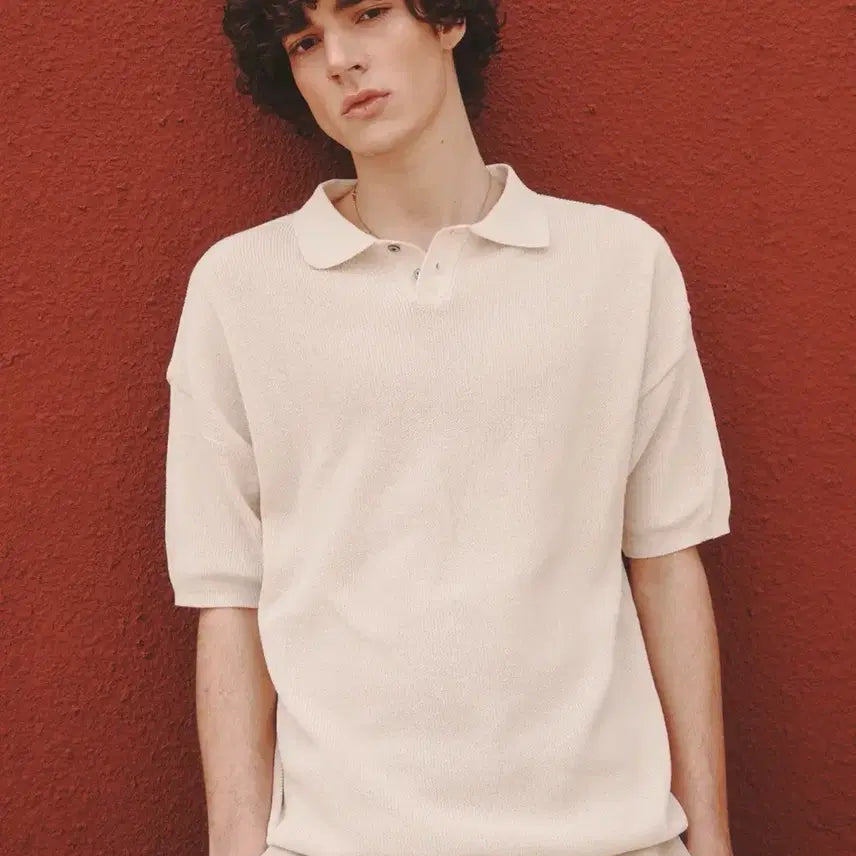 [BUNJANG] MNITIRED CoolEver PK Short-Sleeve Knit Tee Ivory / (M)니티드 쿨에버 PK 반팔 니트티 아이보리 -옷장정리-