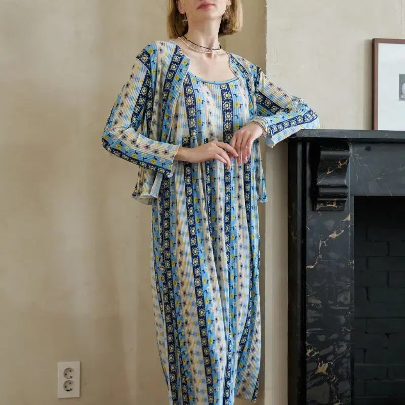 [BUNJANG] Pleated Pattern Long Dress / 뇽이