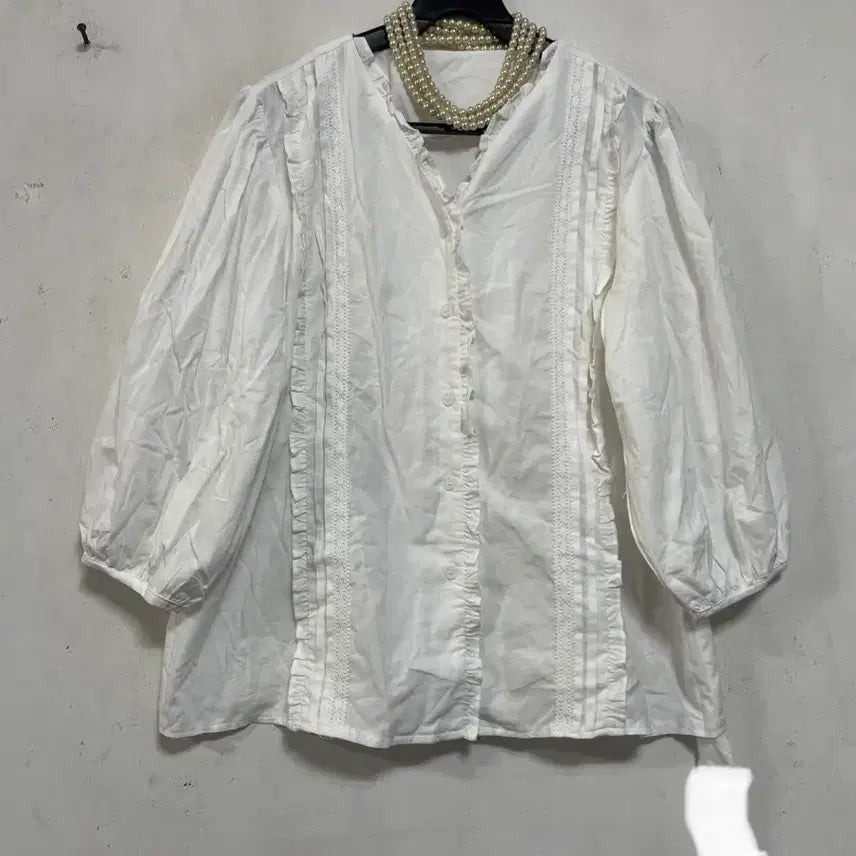 [BUNJANG] Frilled Puff Sleeve Blouse / 특가새)N6938 프릴 블라우스.셔츠.퍼프벌룬소매.면.아방
