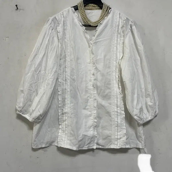 [BUNJANG] Frilled Puff Sleeve Blouse / 특가새)N6938 프릴 블라우스.셔츠.퍼프벌룬소매.면.아방