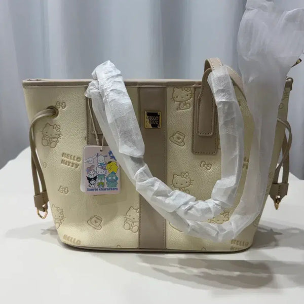 [BUNJANG] Hello Kitty Pattern Women's Tote Bag - Beige / 헬로키티 패턴 여성 토트백 베이지