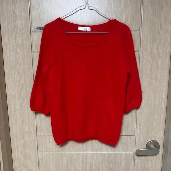[BUNJANG] 7-Part Angora Red Knit / 7부 앙고라 레드 니트