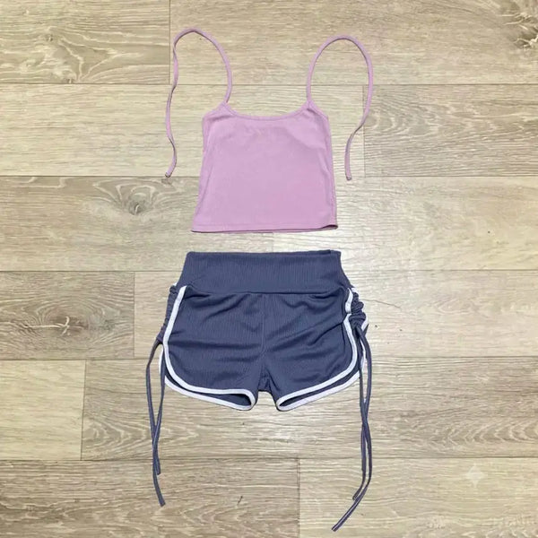 [BUNJANG] Sleeveless Dolphin Pants Set (Pink/Navy) / 나시 돌핀팬츠 세트 (핑크/네이비) 교신