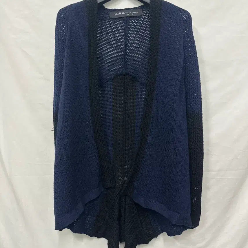 [BUNJANG] Obzee Women's Cardigan Purple Navy/Black Rayon Blend Long Sleeve / [상태최상] 오브제(obzee) 아우터 여성 가디건 퍼플네이비,블랙 인견혼방 긴팔 90