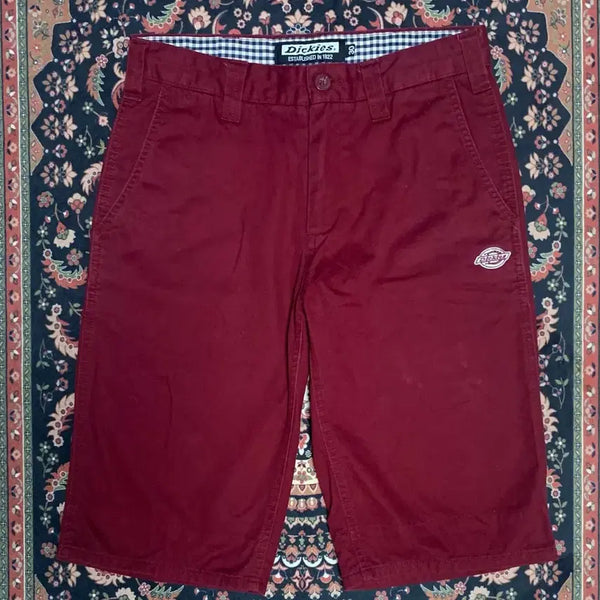 [BUNJANG] Dickies Maroon Logo Embroidered Bermuda Shorts / 디키즈 마룬로고 자수 버뮤다 팬츠 30