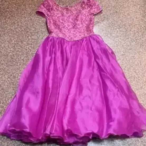 [BUNJANG] Pink Lace Long Dress / 핑크  레이스 롱 드레스