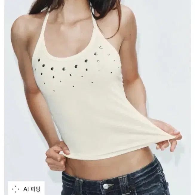 [BUNJANG] Zara Studded Halterneck Top - Large / 자라 스터드 홀터넥 탑 L 새제품