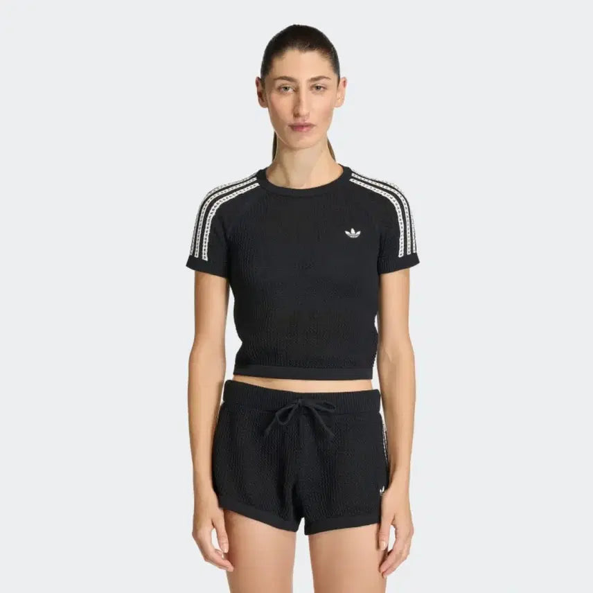 [BUNJANG] Adidas Knit Crochet Set Black / 아디다스 니트 크로셰 셋업 블랙 1회착용