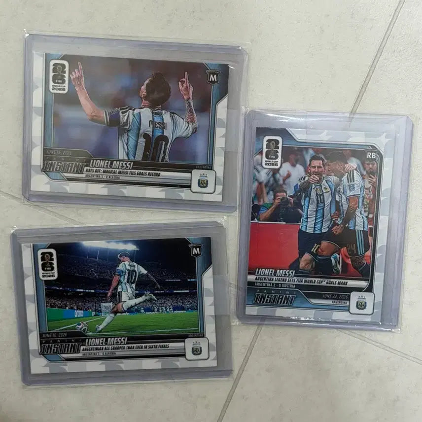 [BUNJANG] Lionel Messi World Cup Limited Edition Panini Instant Cards 3-Type Bundle Set / 메시 월드컵 한정 발행카드 파니니 인스턴트 3종 일괄 팝니다