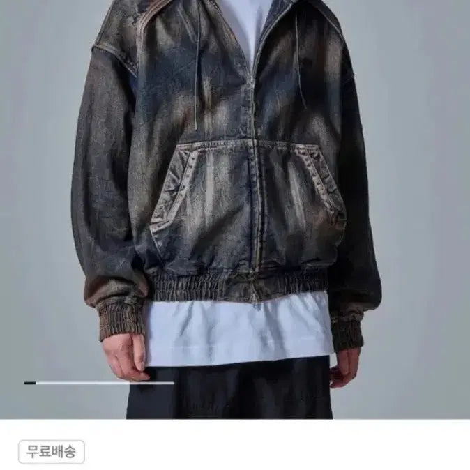 [BUNJANG] JUUN.J Hooded Denim MA-1 Jacket L / JUUN.J 준지 컬렉션 후드 데님 마원 MA-1 L