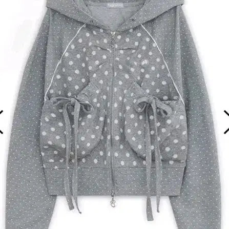 [BUNJANG] Hug Your Skin Dot Big Pocket Hoodie Zip-Up Grey / 허그유어스킨 도트 빅포켓 후드집업 그레이