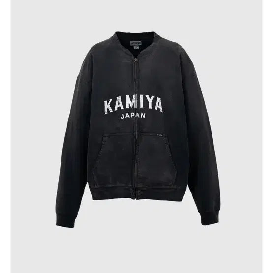 [BUNJANG] Kamiya Distressed Zip Sweat Jacket (Black) / 카미야 스웨트 자켓