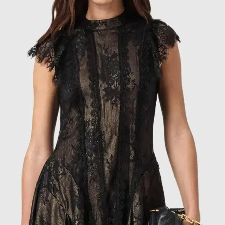 [BUNJANG] Imported Knitting Corsage Flower Lace Dress / (44)수입 니팅코사지. 플라워 레이스원피스