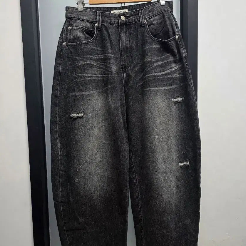 [BUNJANG] ANOLORCODE Washing Curved Denim Pants / ANOLORCODE 어널러코드 워싱 커브드 데님팬츠