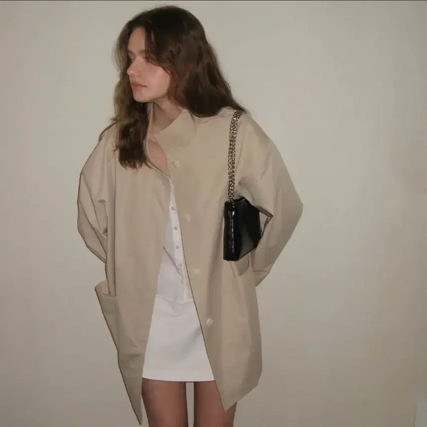 [BUNJANG] Somewhere Better Breeze Half Trench Coat Beige / 썸웨어버터 브리즈 하프 트렌치코트
