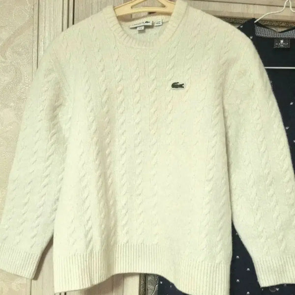 [BUNJANG] Lacoste Lanawool Cable Knit Sweater / 라코스테 라나울 케이블 니트