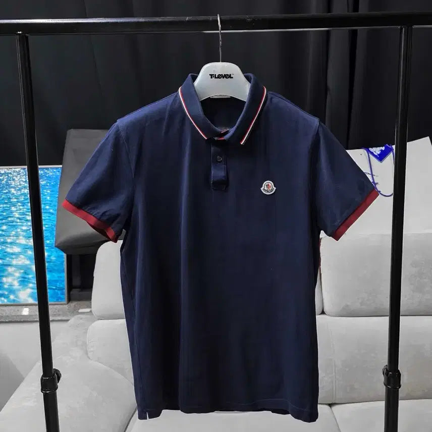 [BUNJANG] Moncler Men's Short Sleeve Polo T-Shirt Navy / 남자 몽클레어 반팔 카라티