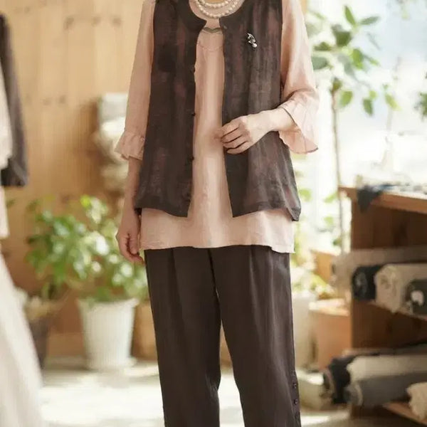 [BUNJANG] Natural Dyed Linen Vest / *천연 염색 마 생활복 조끼         ( 새 상 품 )