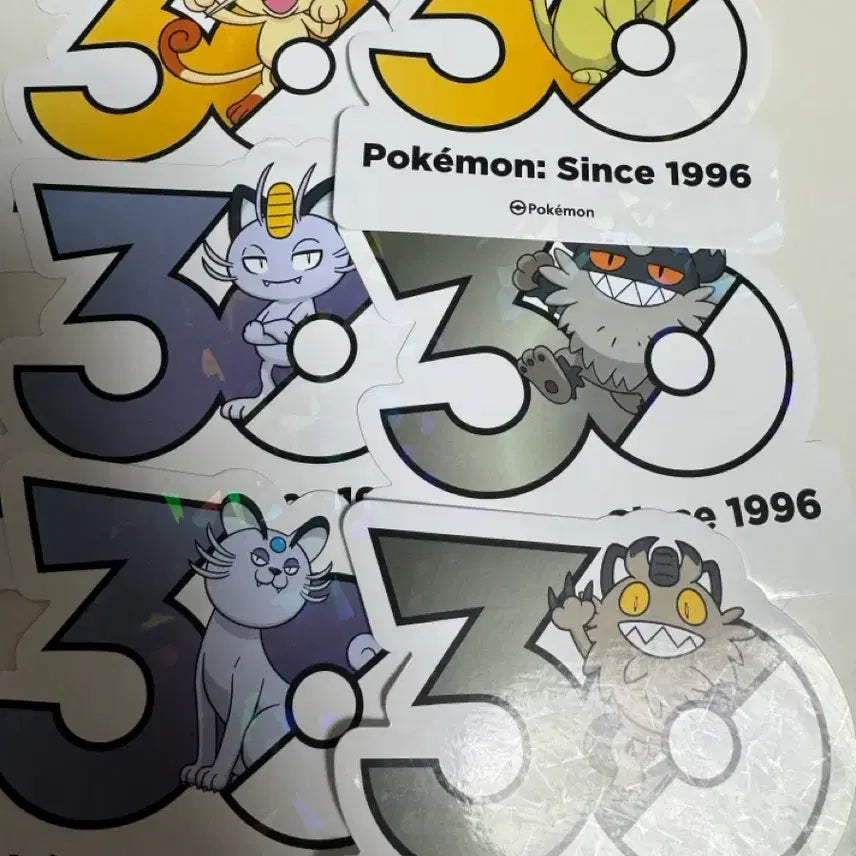 [BUNJANG] Pokemon 30th Anniversary Logo Sticker Set (6 Types) / 포켓몬 30주년 로고 스티커 나옹 페르시온 나이킹 6종 세트