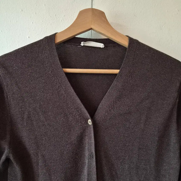 [BUNJANG] Legacy Women's Dark Brown Silk Wool Blend Cardigan / Legacy 여성 다크브라운 실크울혼방 가디건