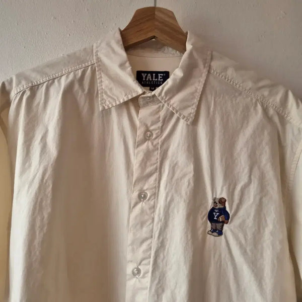 [BUNJANG] Yale Embroidered Short Sleeve Shirt Ivory / Yale 예일 남성 아이보리 자수반팔셔츠 M사이즈