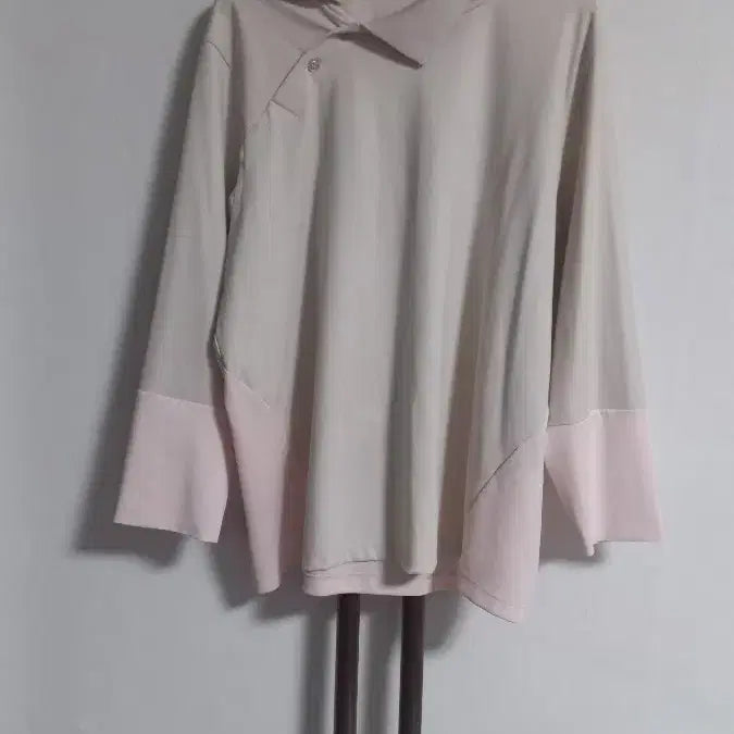 [BUNJANG] Pink Beige Two-Tone T-Blouse / 핑크베이지 투톤 티블라우스 88~