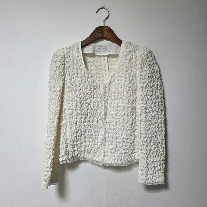 [BUNJANG] MINE White Embossed Jacket Top / 마인 MINE 화이트 엠보 자켓 겸 상의