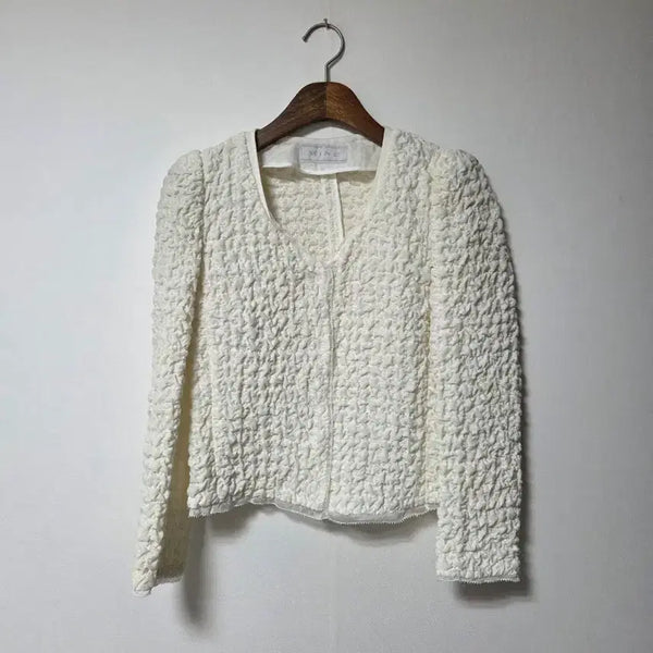 [BUNJANG] MINE White Embossed Jacket Top / 마인 MINE 화이트 엠보 자켓 겸 상의
