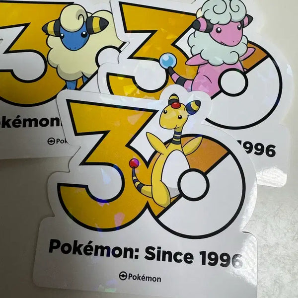 [BUNJANG] Pokemon 30th Anniversary Logo Sticker Set (Mareep, Flaaffy, Ampharos) / 포켓몬 30주년 로고 스티커 메리프 보송송 전룡 세트