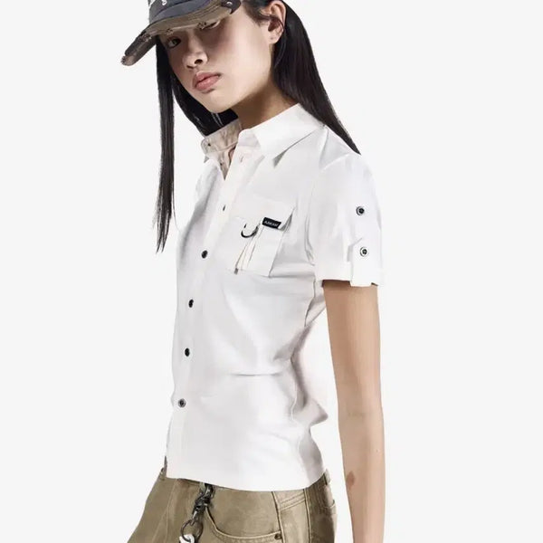 [BUNJANG] Arkam Roll-Up Pocket Shirts (White) / 아캄 Roll-Up Pocket Shirts (White)