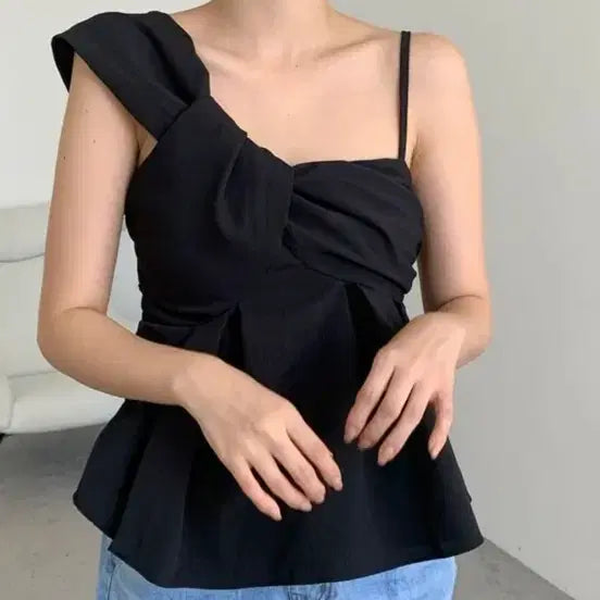 [BUNJANG] Black Twisted Sleeveless Blouse / (새상품) 블랙 꼬임 나시 블라우스