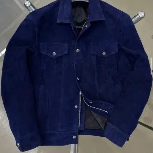 [BUNJANG] KUI Navy Suede Jacket (Size 100) / [쿠이] 네이비 스웨이드 자켓 100
