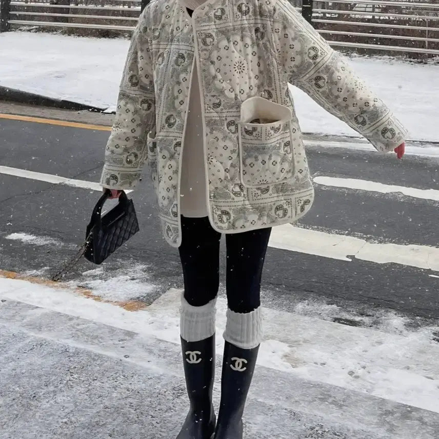 [BUNJANG] Lianju Paisley Fur Jacket (New) / 리앙쥬 페이즐리 퍼 자켓(새제품)
