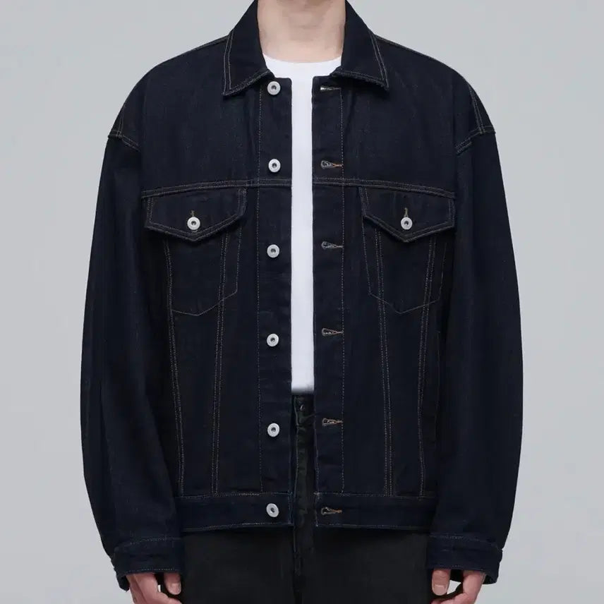 [BUNJANG] Musinsa Standard Oversized Denim Trucker Jacket Deep Indigo L / 무신사스탠다드 오버사이즈 데님 트러커 재킷 [딥 인디고] L