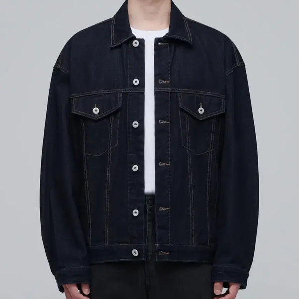 [BUNJANG] Musinsa Standard Oversized Denim Trucker Jacket Deep Indigo L / 무신사스탠다드 오버사이즈 데님 트러커 재킷 [딥 인디고] L