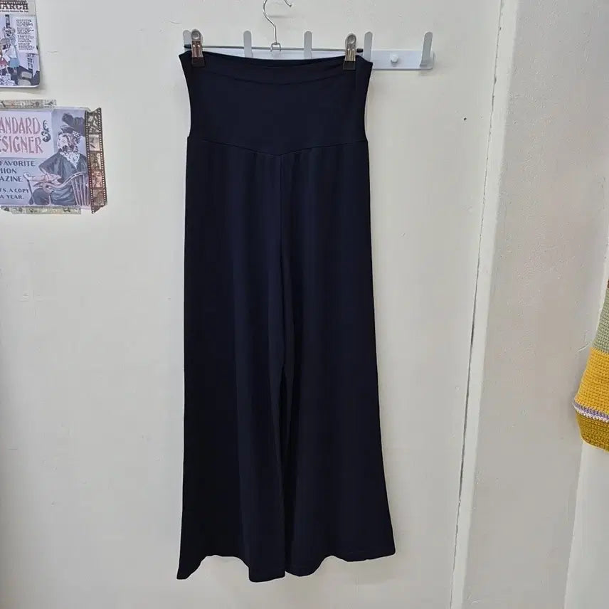 [BUNJANG] Second Skin Modal Knit Navy Wide Pants / 세컨스킨 모달 니트네이비와이드 팬츠