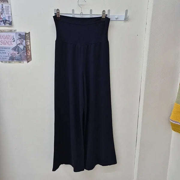[BUNJANG] Second Skin Modal Knit Navy Wide Pants / 세컨스킨 모달 니트네이비와이드 팬츠