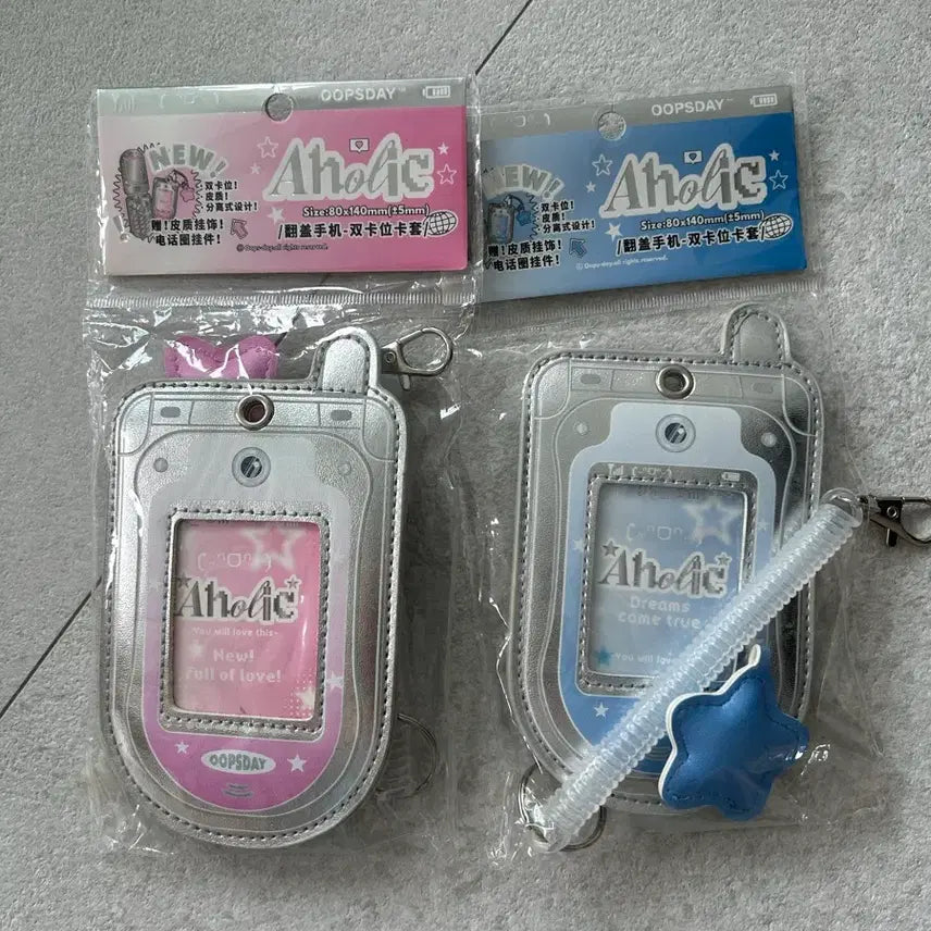 [BUNJANG] Sealed Bundle Set Y2K Star Pattern Phone Photocard Holder Pink & Blue 2 Types / [미개봉 일괄] y2k 컨셉 별무늬 핸드폰 포카홀더 핑크&블루 2종 포토카드 홀더