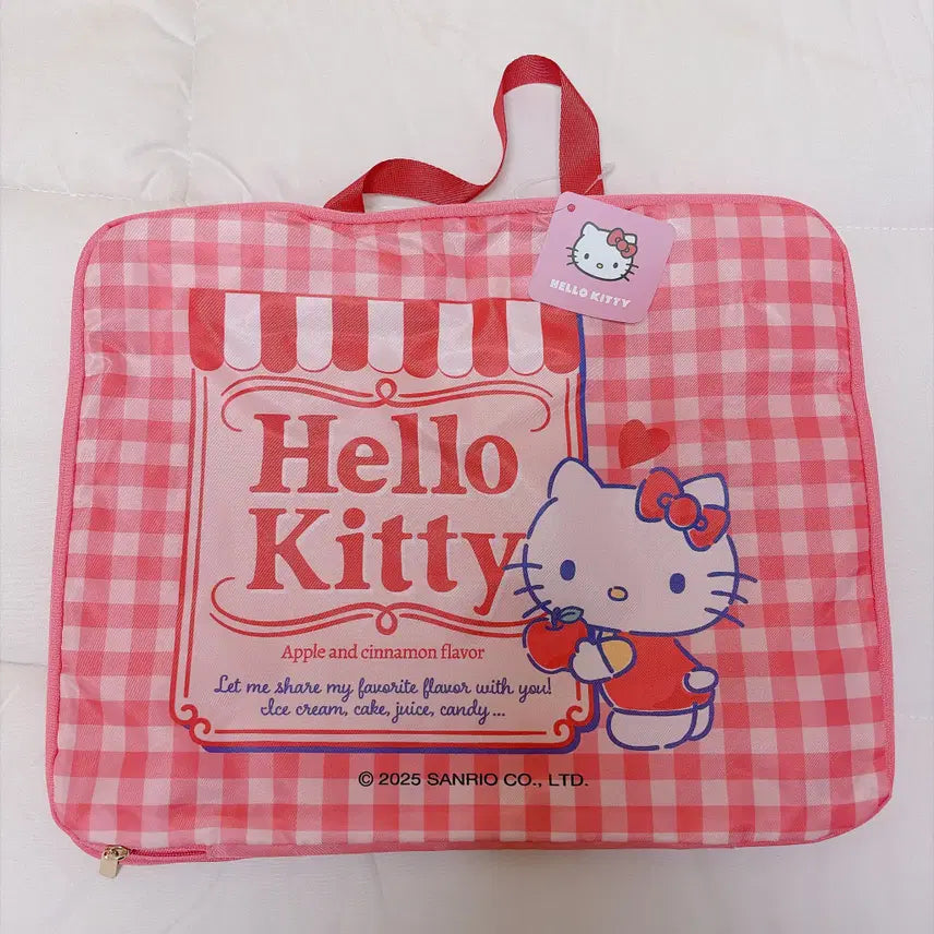 [BUNJANG] Hello Kitty Multi-Purpose Storage Pouch - Pink Check Pattern, Licensed Sanrio / 헬로키티 다용도 수납 파우치/새상품 라이센스정품 여행용