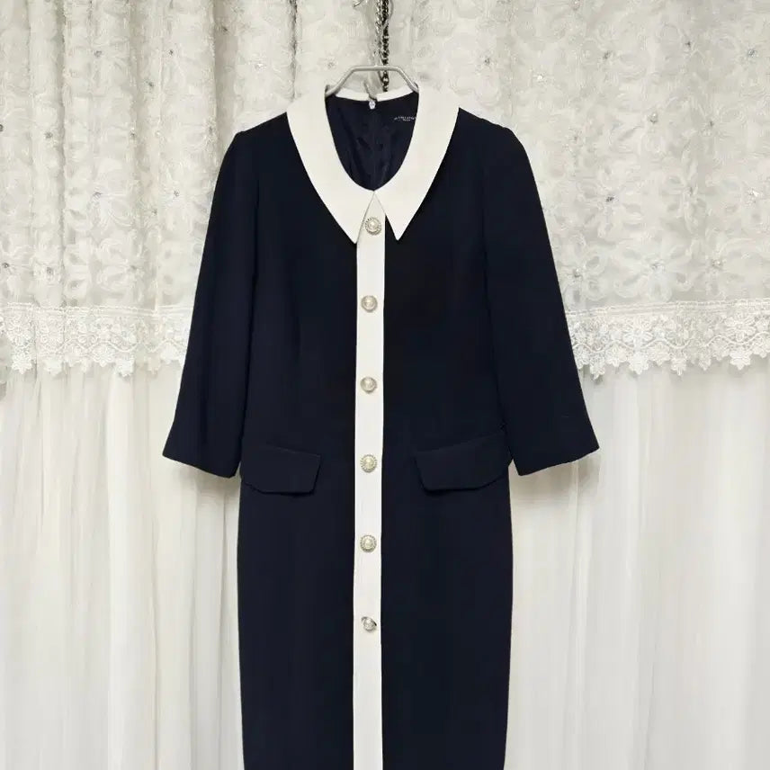 [BUNJANG] Minimum Color-Block Collar Dress / 미니멈 배색 카라 원피스
