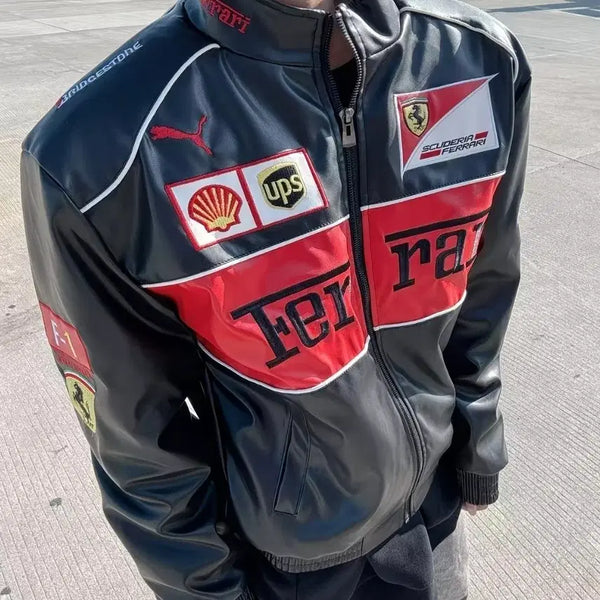 [BUNJANG] F1 Ferrari Leather Jacket (Spring/Fall) / 현물)f1 페라리 가죽 자켓 가을/봄용 새상품